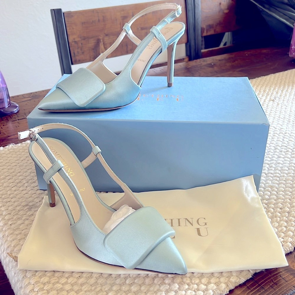 Something Bleu slingback blue heels